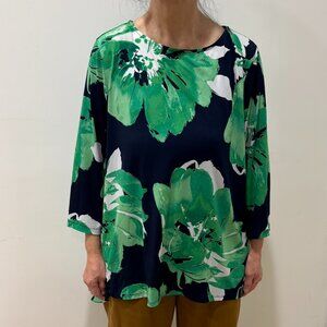 🎁 Holiday Special, 2/$40, 3/$48 🎁, Green floral scoopneck tunic, 3/4 sleev, XL